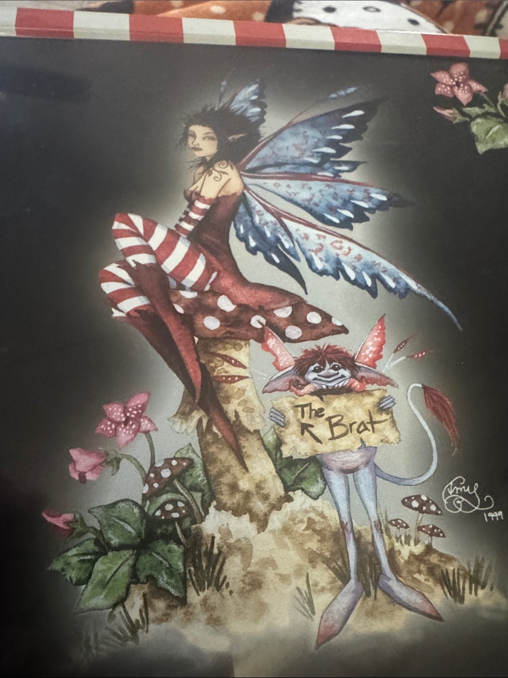 Mighty Fine Black Tin Box with Red & White Stripes - Picture 4 of 12